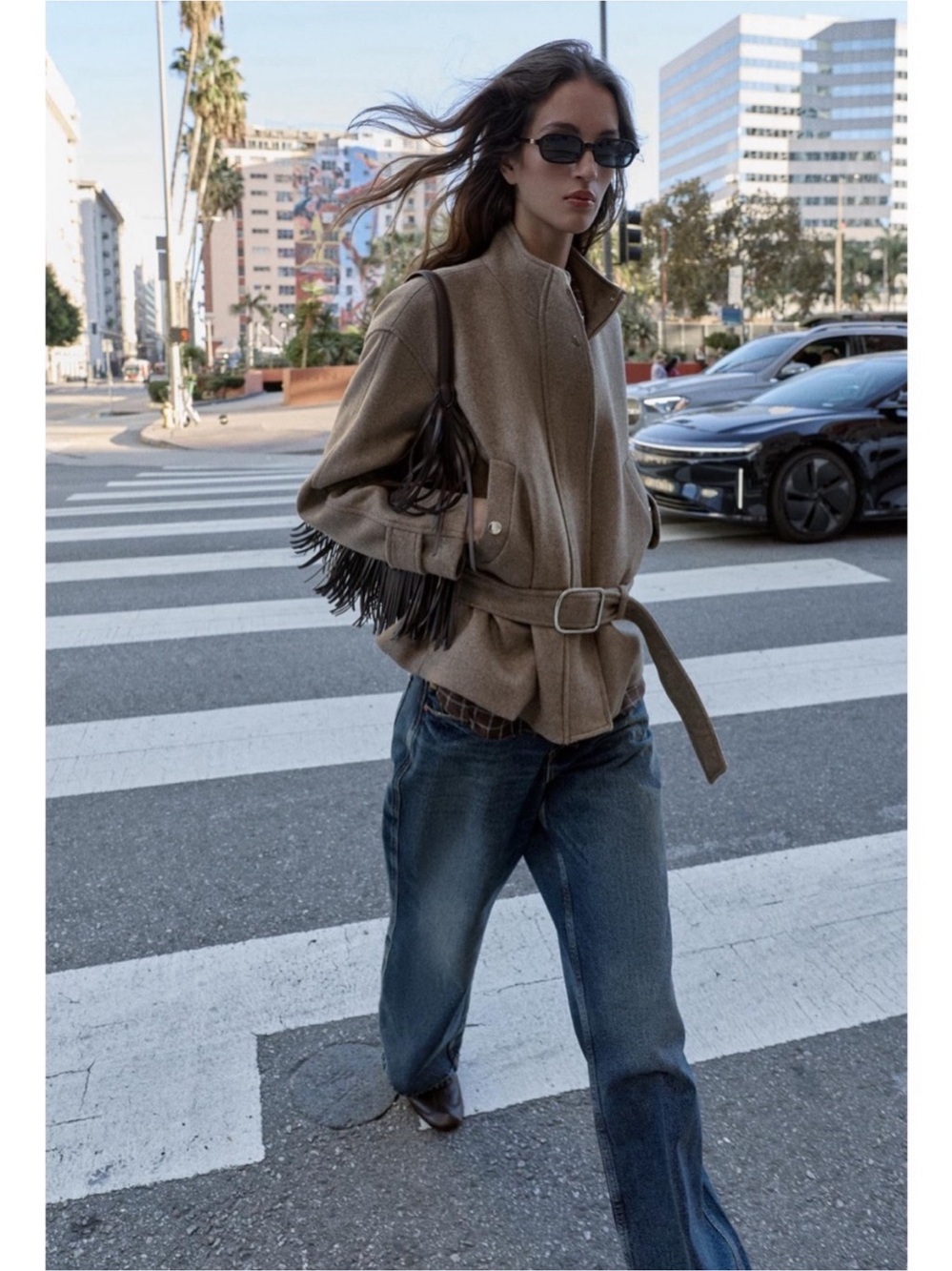 ZARA BELTED WOOL BLEND SHORT COAT